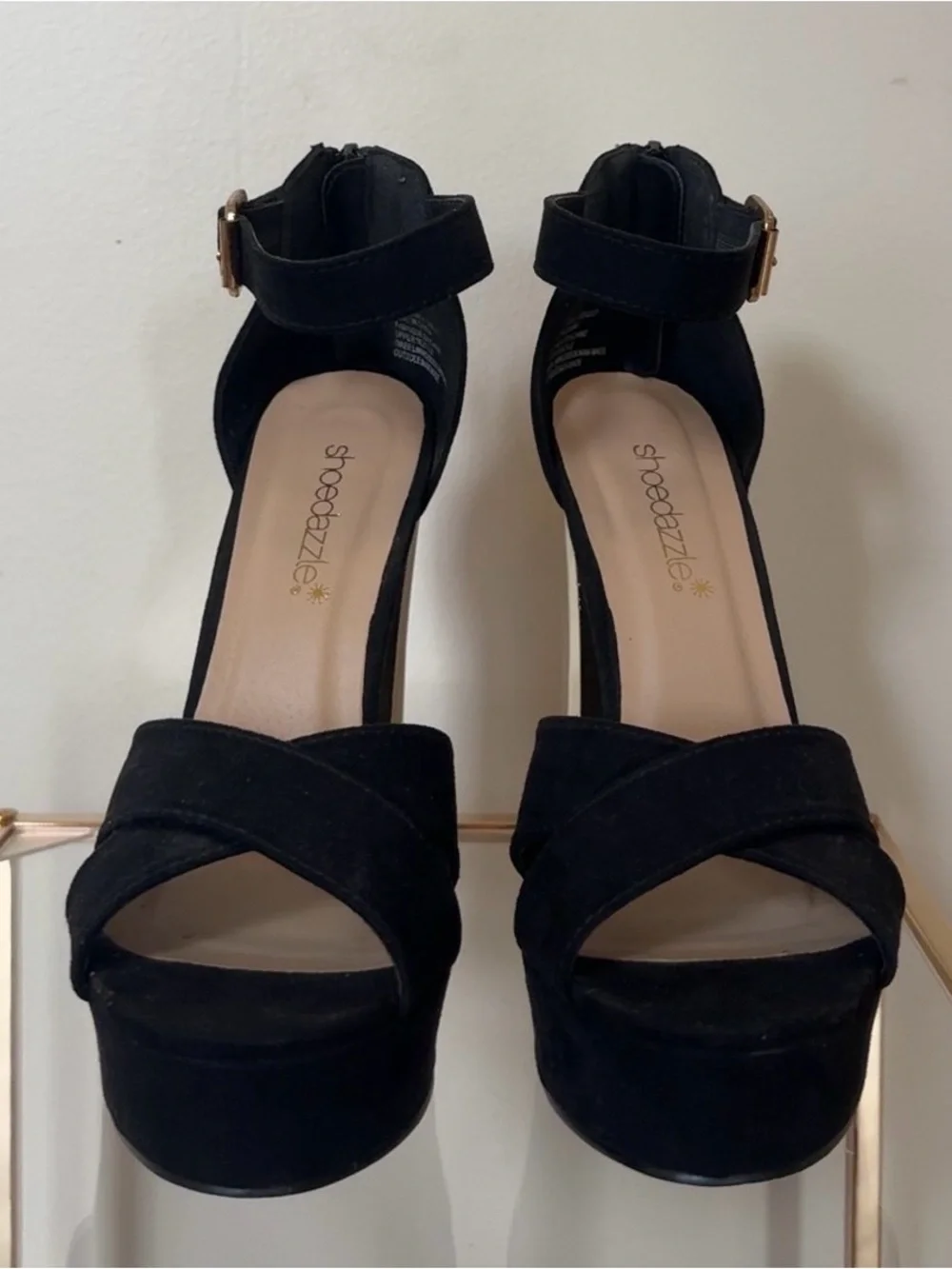 Black Platform Ankle-Strap Heels